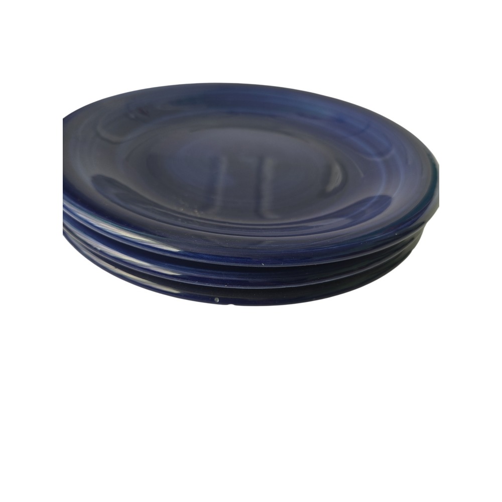 Furio Made in Italy Ceramic Salad Plates Saucers‎ Set of 3 Blue Swirl